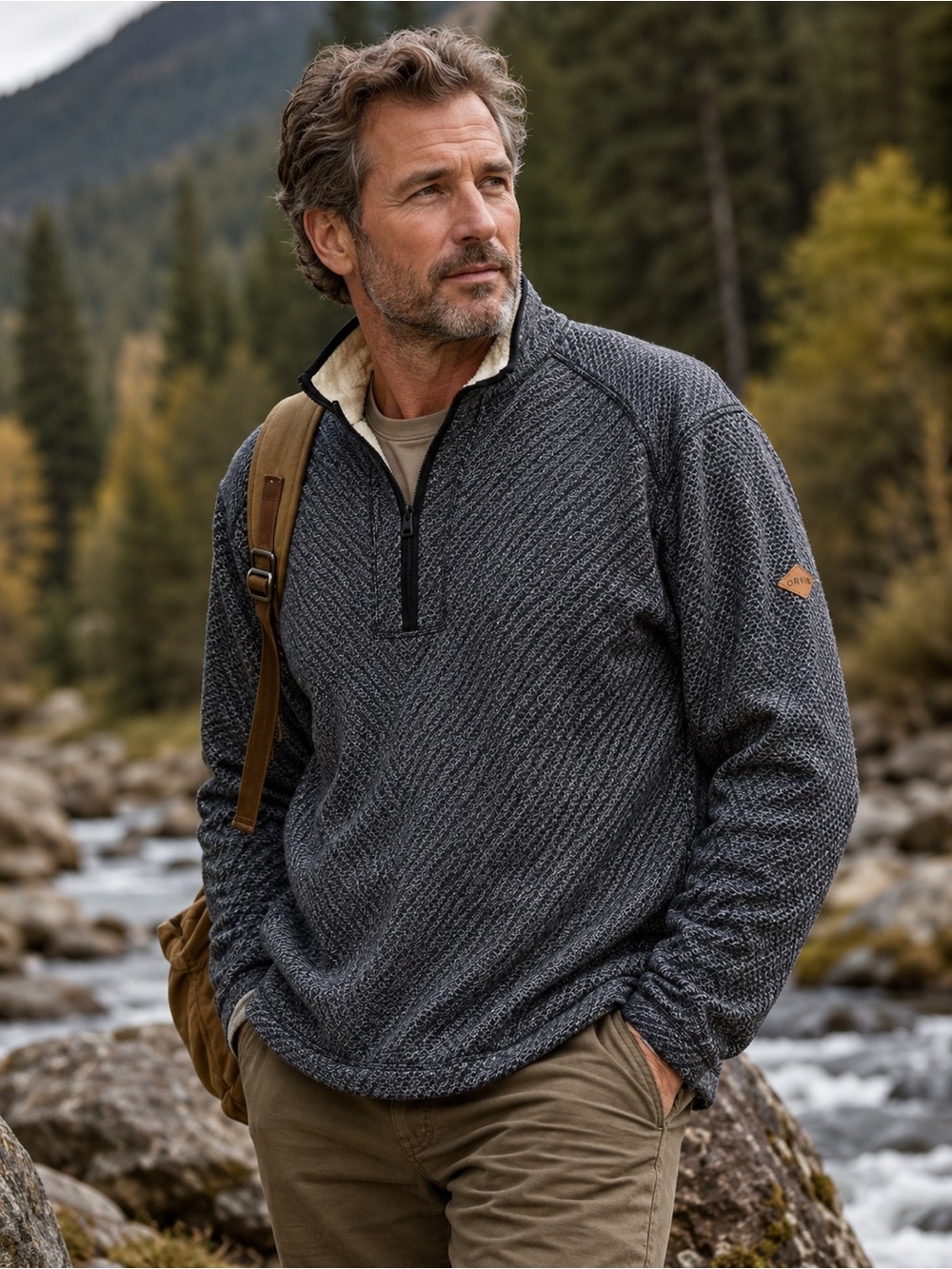 ORVIS Men’s Black White Knit Sherpa 1/4 Zip Pullover Jacket L